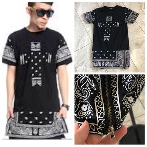 Print Hip Hop Side Zip Hip Hop T-shirt - Black | S